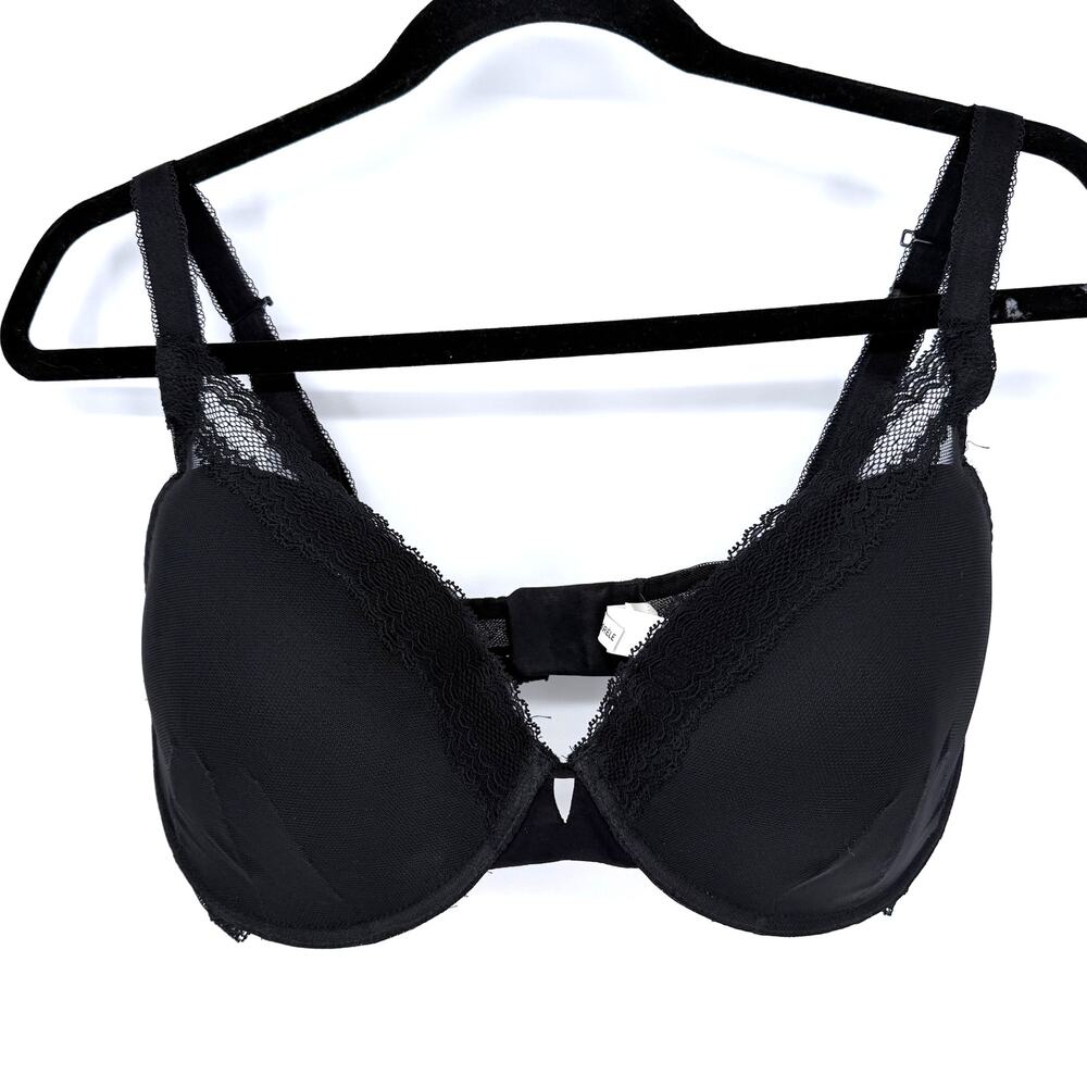 Simone Perele Confiance Plunge Push Up Bra Black 34F 34DDD Lace Style 12K347